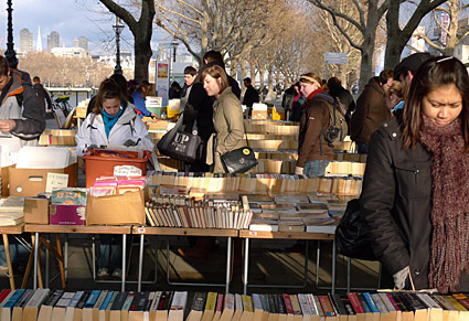Waterloo Bridge book store, London, photos and feature, Feb 2009