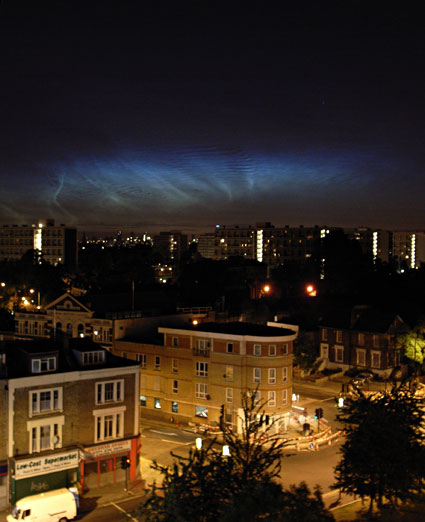 Noctilucent clouds or night-shining clouds, London sighting, June 2006
