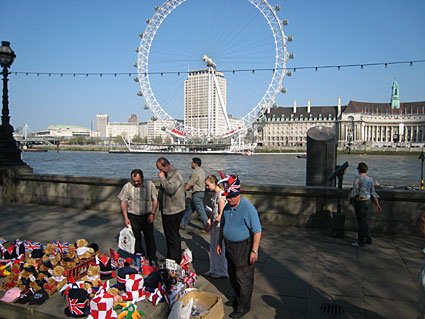 South Bank stroll, River Thames by Westminster Bridge, Waterloo and Hungerford Bridges, London, April 2007