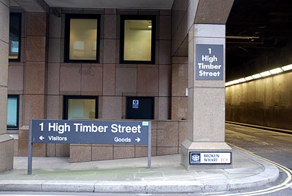 High Timber Street on Broken Wharf, Thames side walk, London, February 2007