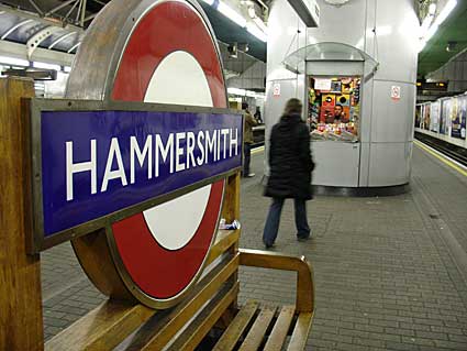 Hammersmith tube station, River Thames, London