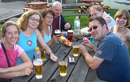 Drinking in the Malsters beer garden, Cheshunt