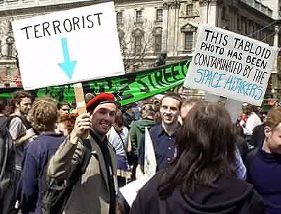 Mayday 2K: protesters terrorists!