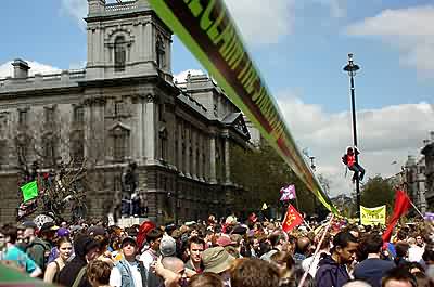 Mayday 2K: protesters Parliament Square taped off!