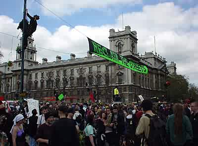 Mayday 2K: Reclaim the Streets banner