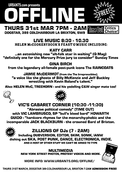 Download flyer for Offline at the Brixton Dogstar, March 31st 2005