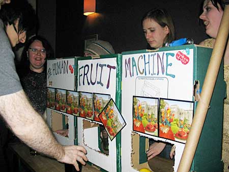 The Human Fruit Machine in action, Offline, Brixton, Thursday 16th December 2004.