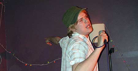 Luke Wright action pose, OFFLINE club at the Dogstar, Brixton, Thursday 24th February 2005, urban75 club night, London.
