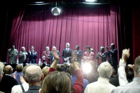 Paddick takes to the stage. Extraordinary General Meeting, Community Police Consultative Group for Lambeth, 26th March 2002