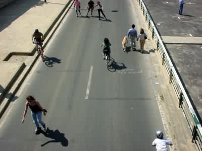 skaters, cyclists, walkers, Paris