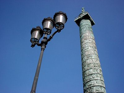 Austerlitz Column and streetlamp, Place Vendome, Paris
