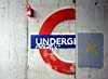 Light, graffiti, and underground sign, Waterloo 