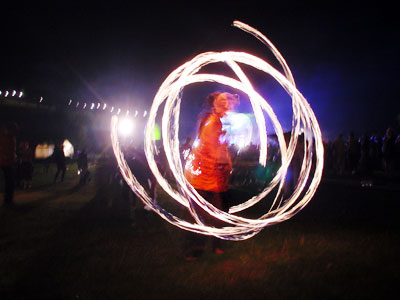 Fire juggler in action, Big Chill festival, Eastnor Castle