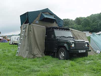 Landrover tent, Big Chill festival, Eastnor Castle 2004, England UK
