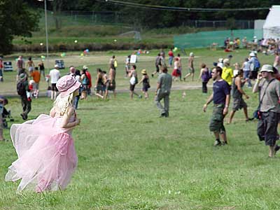 Little girl running, Big Chill festival, Eastnor Castle 2004, England UK