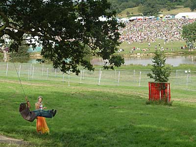 Swinging at the Big Chill festival, Eastnor Castle 2004, England UK