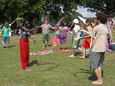 People swirling things, Big Chill festival, Eastnor Castle 2004, England UK
