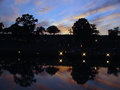 Sunset over the lake, Big Chill festival, Eastnor Castle 2004, England UK