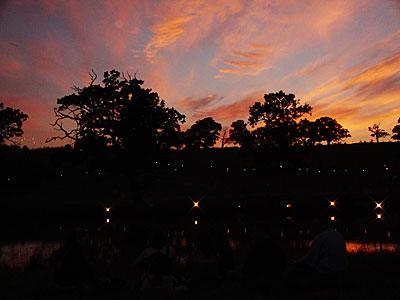 Sunset over the lake, Big Chill festival, Eastnor Castle 2004, England UK