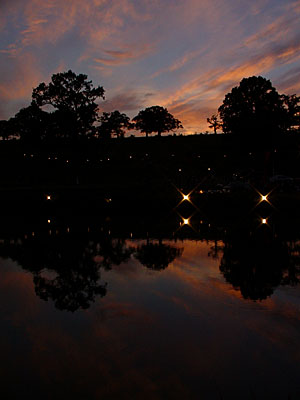 Reflected clouds, Sunset over the lake, Big Chill festival, Eastnor Castle 2004, England UK