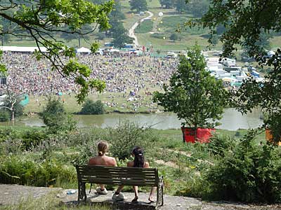 Looking over the festival site, Big Chill festival, Eastnor Castle 2004, England UK