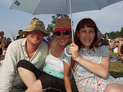 Sheltering from the sun, Big Chill festival, Eastnor Castle 2004, England UK