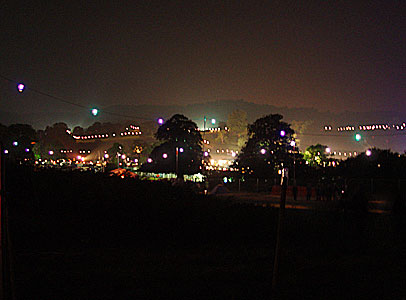 Night view form the Art Trail, Big Chill festival, Eastnor Castle 2004, England UK