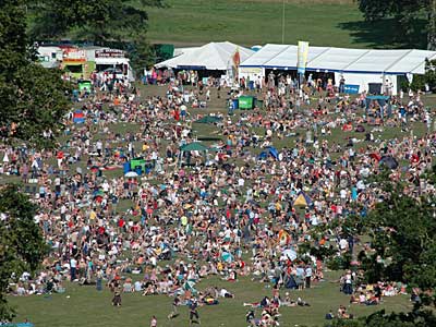 Open Air Stage crowd, Big Chill festival, Eastnor Castle, Ledbury, Herefordshire, England UK