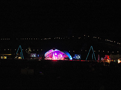 Late night site view, Big Chill festival, Eastnor Castle, Ledbury, Herefordshire, England UK