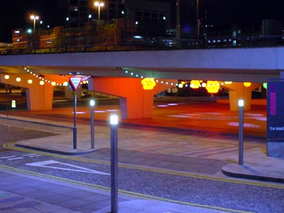 Queensway pedestrian underpass at night, central Birmingham