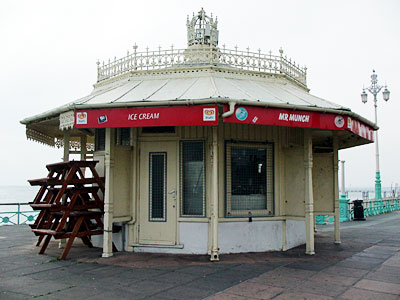 Closed ice cream parlour, Brighton promenade, Brighton, October 2003