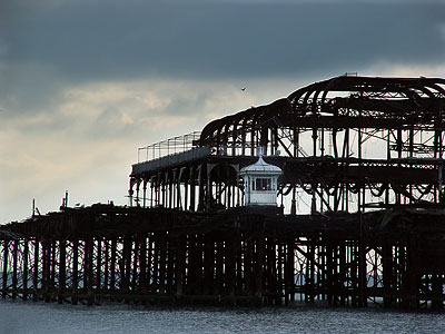 The last wooden building left on West Pier, Brighton, East Sussex