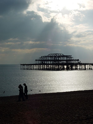 West Pier against a winter sky, Brighton, East Sussex