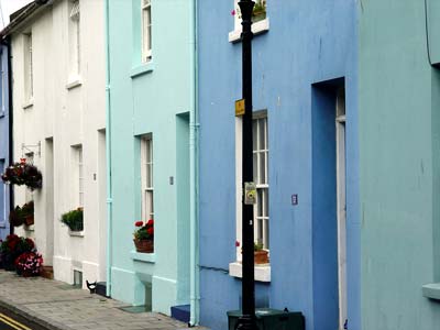 Coloured terraced houses, Brighton, East Sussex