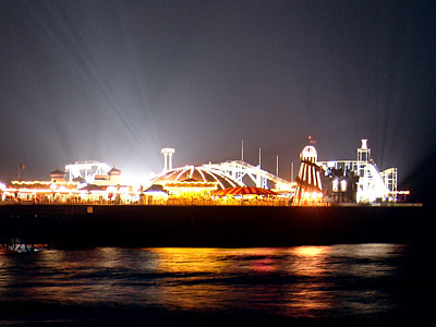 Palace Pier at night, Brighton, East Sussex