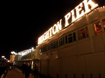 On the Palace Pier at night, Brighton, East Sussex