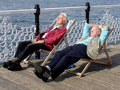 Snoozing on the pier, Brighton, East Sussex