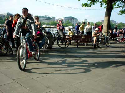 Critical Mass meeting place under Waterloo Bridge, 31st May 2002