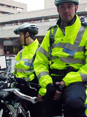 Police on bicycles, Critical Mass, London 27th Sept 2002