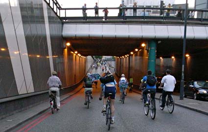 Critical Mass bike ride, Waterloo through central London, Friday July 28th, 2006