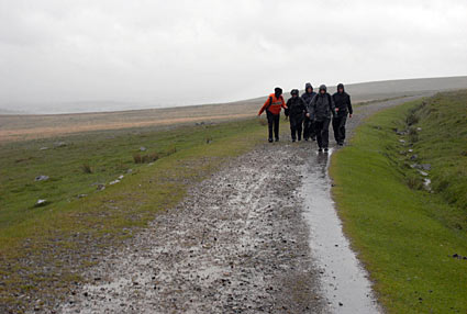 A walk in the rain from Princetown to North Hessary Tor, Merrivale and the Dartmoor Way, Devon, England, UK
