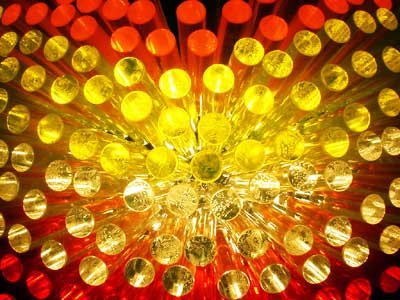 Illuminated cylinders, Learning Zone, Millennium Dome