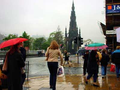 Scott Memorial in the rain, Princes Street