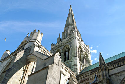 Chichester Cathedral, West Sussex, England photographs. Pictures of the town's architecture, cathedral, streets, museum and parks