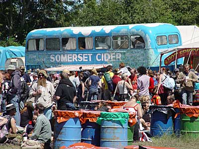 Cider Bus by the Pyramid Stage, Glastonbury Festival, June 2004