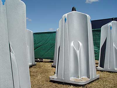 Space age urinals, Glastonbury Festival, June 2004