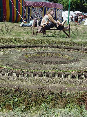 Relaxing in the Healing Fields, Glastonbury Festival, June 2004