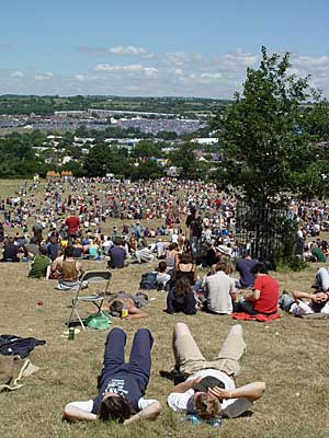 Chilling in King's Meadow, Glastonbury Festival, June 2004