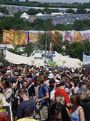 Looking down from the Green Fields, Glastonbury Festival, June 2004