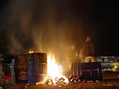 4am fire, Glastonbury Festival, June 2004